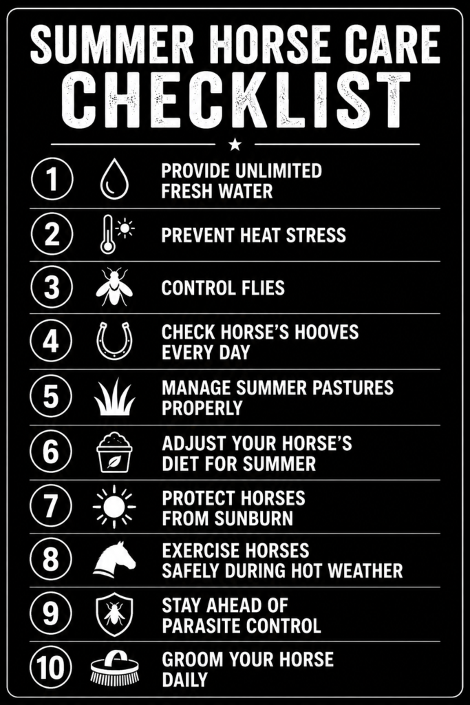 Summer Horse Care Checklist for USA Horse Owners
