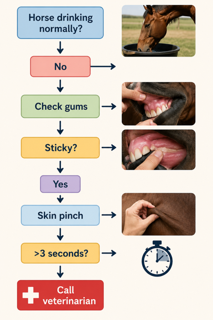 Horse dehydration check flowchart