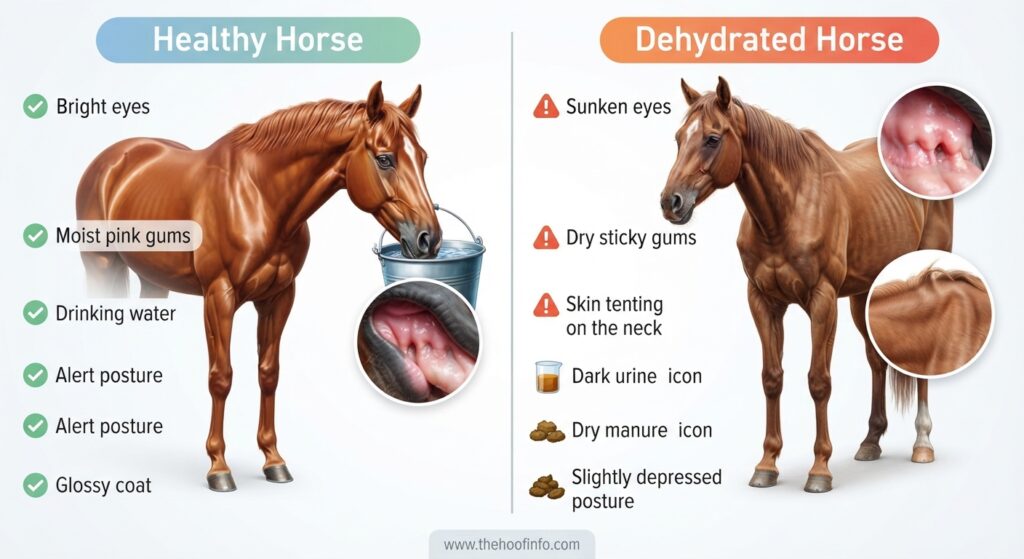 Symptoms of dehydration in horses